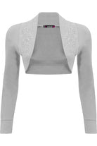 Long Sleeve Beaded Bolero Shrug Tops WearAll Light Grey 8-10