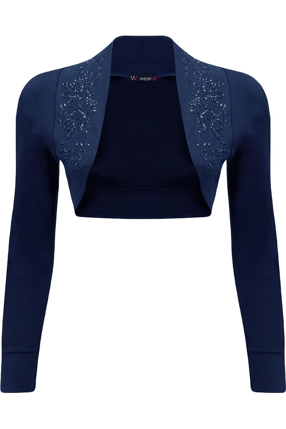 Long Sleeve Beaded Bolero Shrug Tops WearAll Navy Blue 8-10