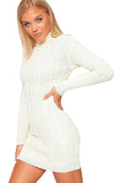 Polo High Neck Cable Knitted Jumper Dress Dress WearAll