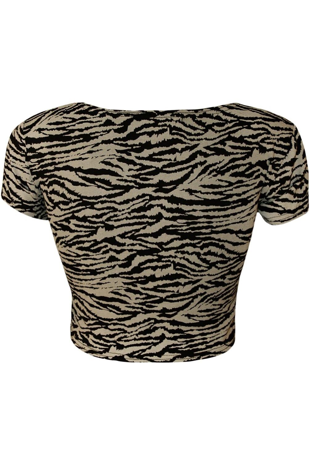 Printed Cap Sleeve Crop Tops Tops WearAll