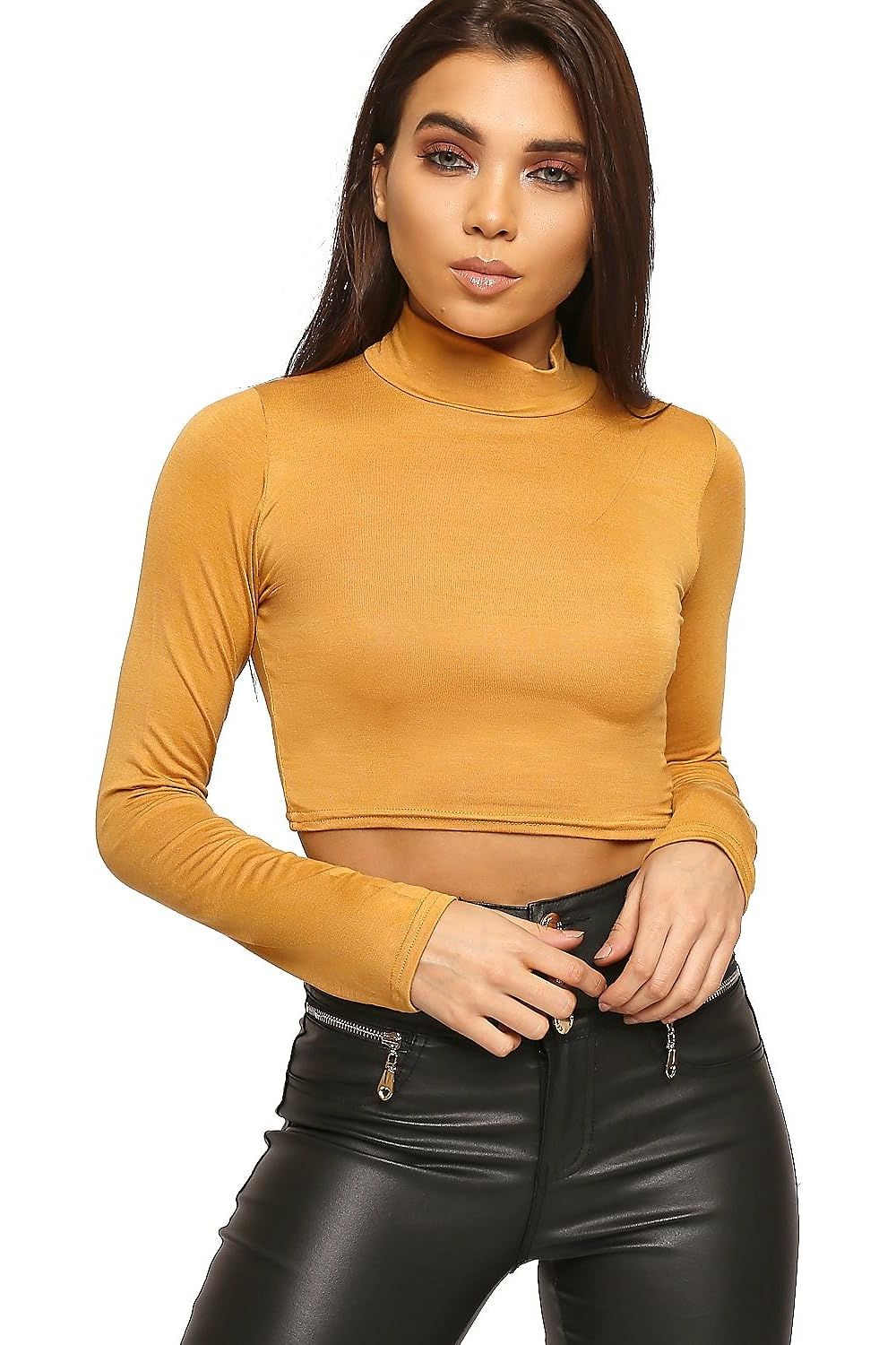 Turtle Neck Crop Top Tops WearAll
