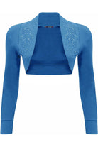Long Sleeve Beaded Bolero Shrug Tops WearAll Turquoise 8-10