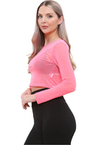 Sheer Mesh Long Sleeve Crop Top Tops WearAll
