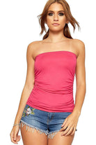 Side Ruched Boob Tube Bandeau Top BraTop WearAll Cerise 8-10