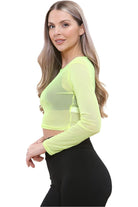 Sheer Mesh Long Sleeve Crop Top Tops WearAll