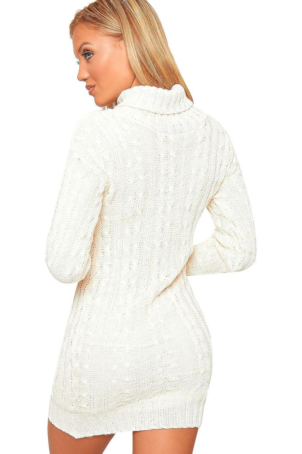 Plus Size Polo High Neck Cable Knitted Jumper Dress Dress WearAll