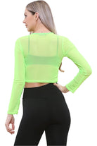 Sheer Mesh Long Sleeve Crop Top Tops WearAll
