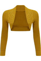 Long Sleeve Beaded Bolero Shrug Tops WearAll Mustard 8-10