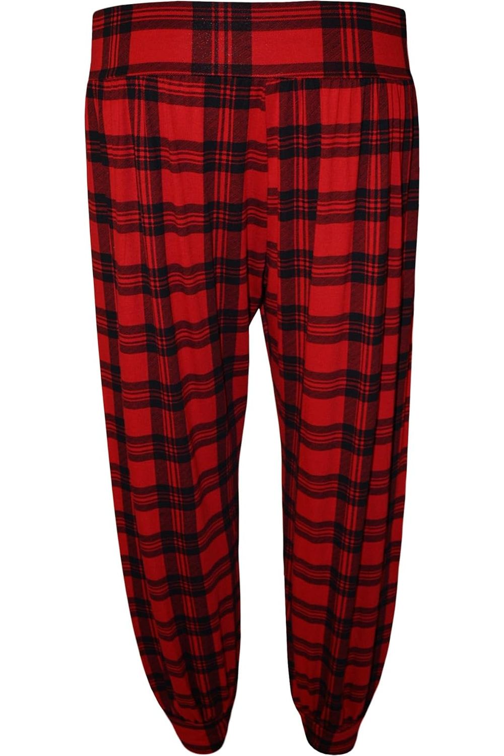 Plus Size Red Tartan Print Harem Trouser