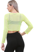 Sheer Mesh Long Sleeve Crop Top Tops WearAll