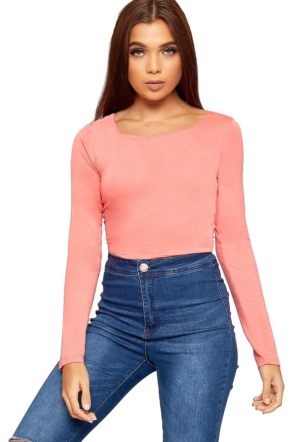 Long Sleeve Cop Top Tops WearAll Coral 8-10