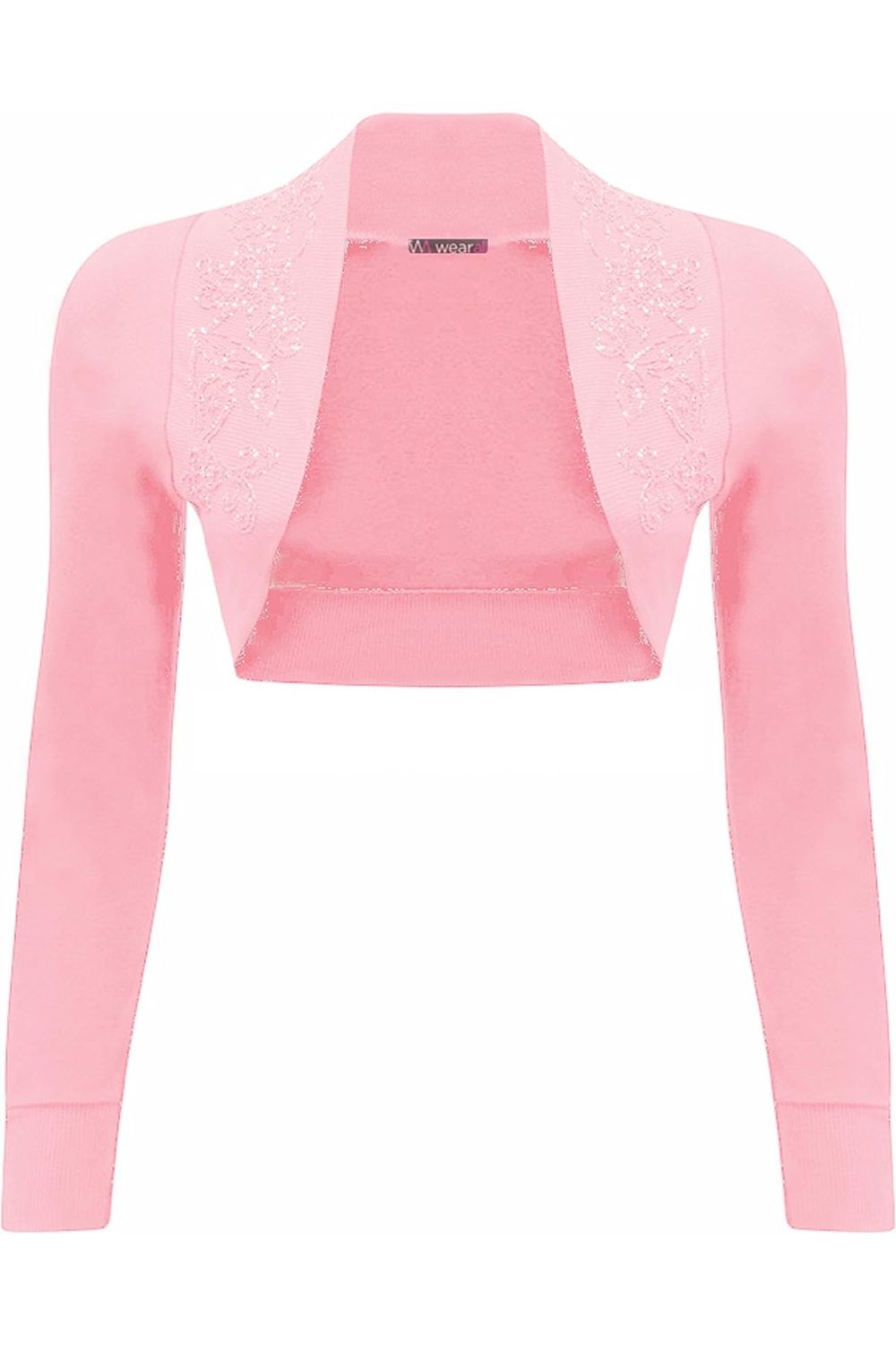 Long Sleeve Beaded Bolero Shrug Tops WearAll Pink 8-10