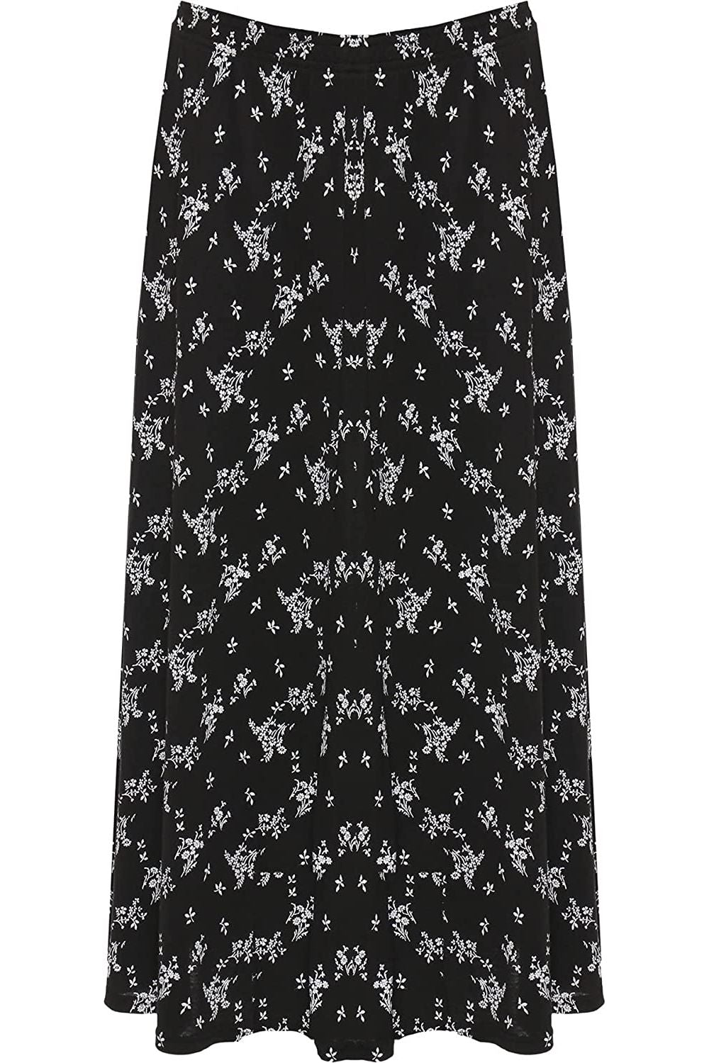 Plus Size Floral Leafy Print Midi Skirt Skirt WearAll