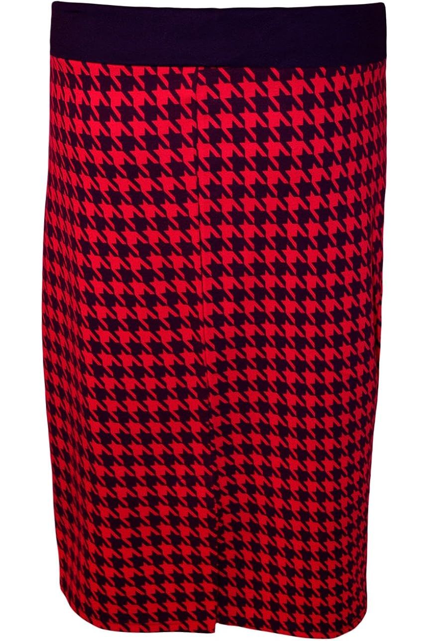 Plus Size Midi Skirt Dogtooth
