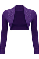 Long Sleeve Beaded Bolero Shrug Tops WearAll Purple 8-10
