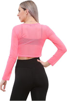 Sheer Mesh Long Sleeve Crop Top Tops WearAll