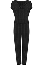 Plus Size Sleeveless Lurex Stripe Jumpsuit Jumpsuit WearAll Black 14