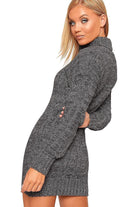 Polo High Neck Cable Knitted Jumper Dress Dress WearAll