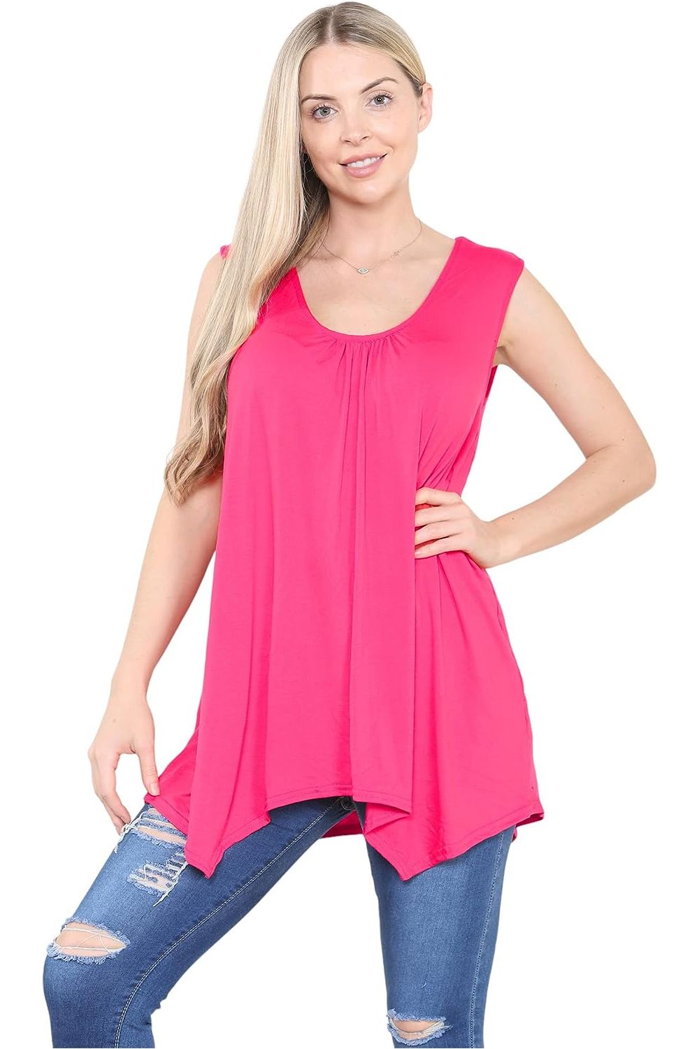 Plus Size Sleeveless Hanky Hem Vest Top Apparel & Accessories WearAll