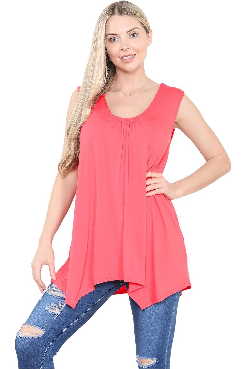 Plus Size Sleeveless Hanky Hem Vest Top Apparel & Accessories WearAll