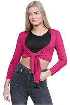 Long Sleeve Front Tie Crop Shrug Tops WearAll