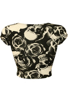 Printed Cap Sleeve Crop Tops Tops WearAll