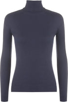 Plus Size Ribbed Stretch Polo Neck Top Tops WearAll Navy Blue 16-18