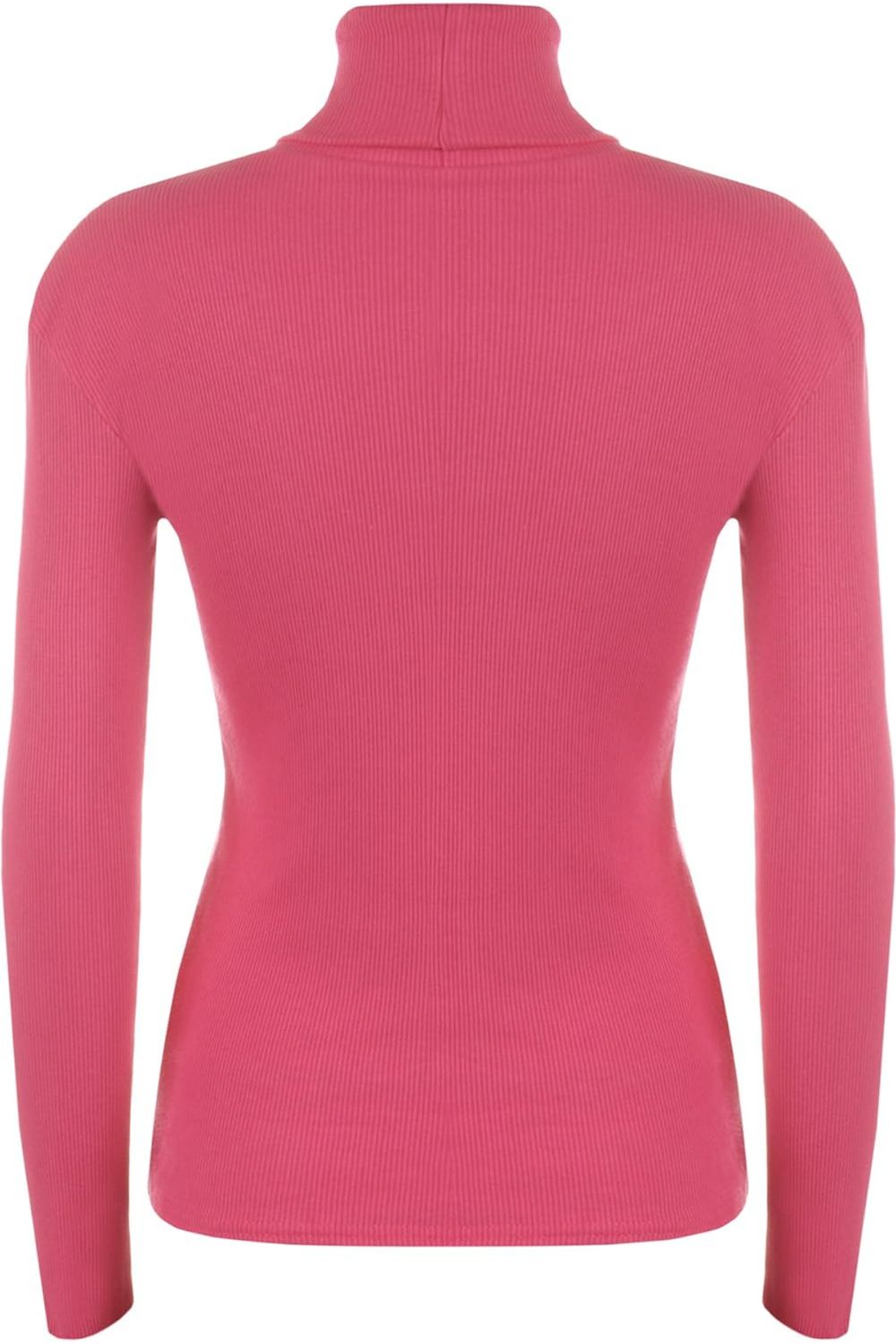 Ribbed Stretch Polo Neck Top Tops WearAll Cerise 8-10