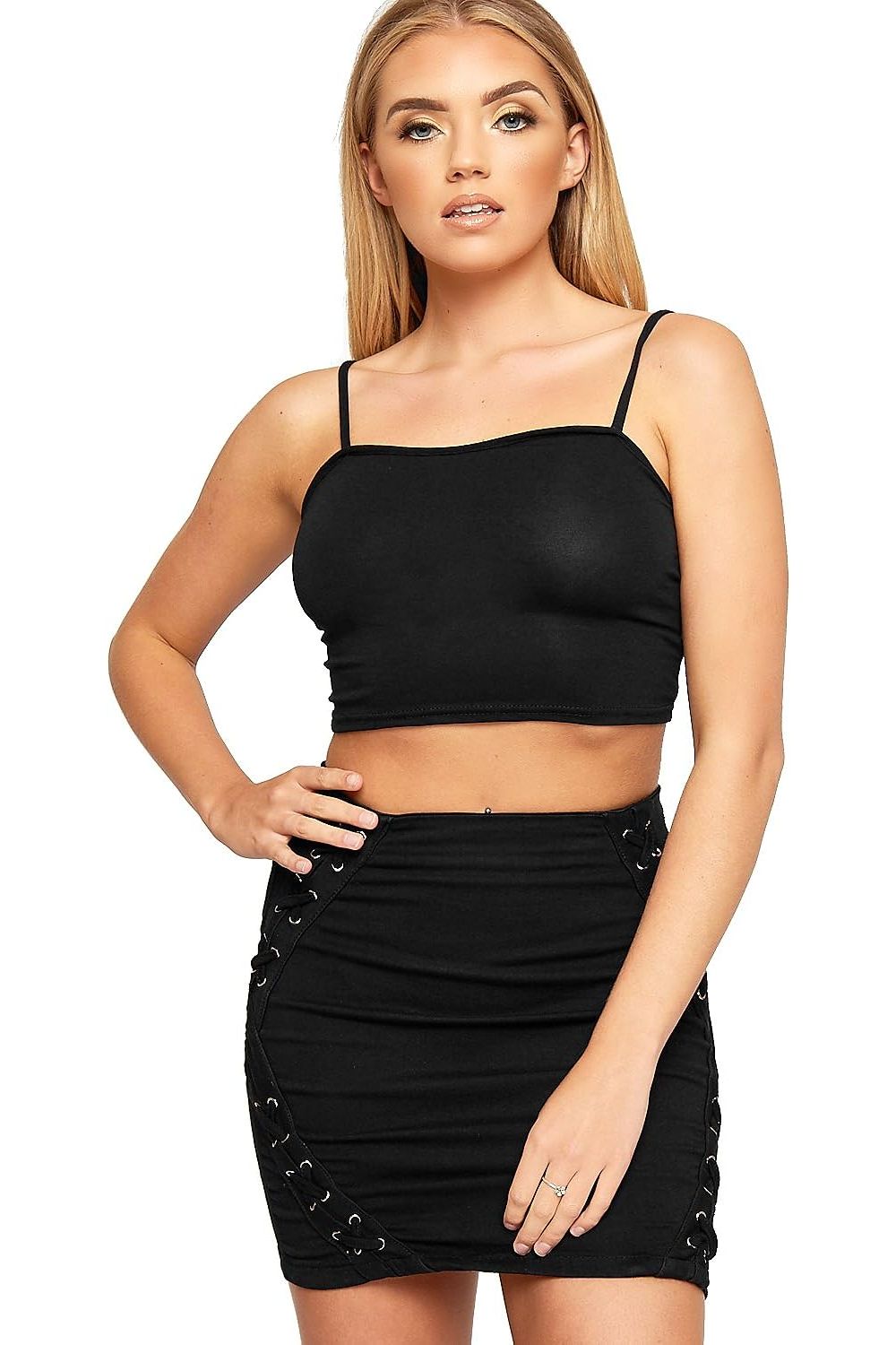 Bralet Crop Stretch Vest Top BraTop WearAll Black 8-10