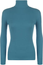 Ribbed Stretch Polo Neck Top Tops WearAll Teal 8-10