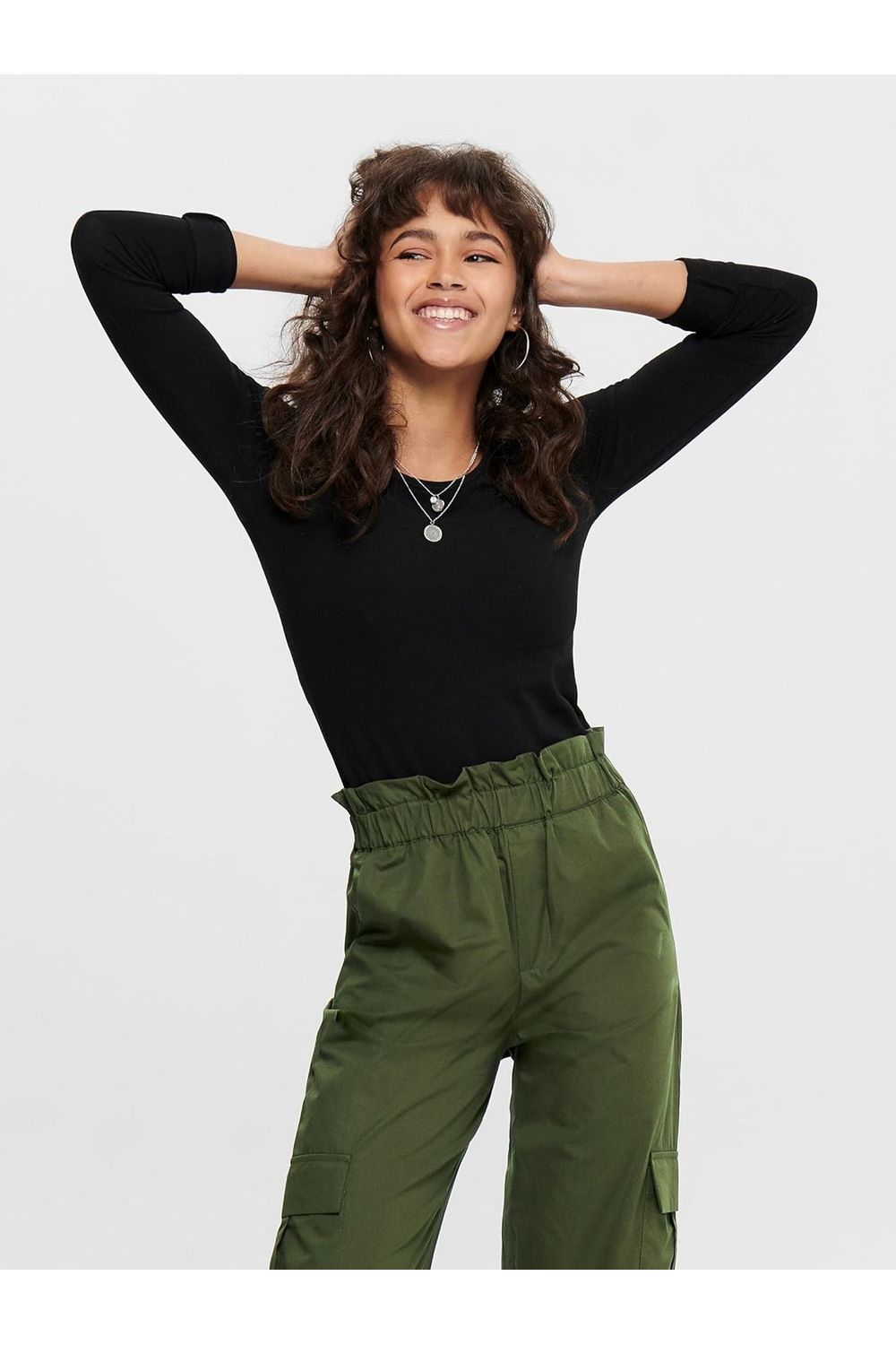 Long Sleeve T-Shirt Top Tops WearAll Black 8-10