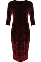 Plus Size Crushed Velour Velvet Bodycon Dress Dress WearAll Wine 14