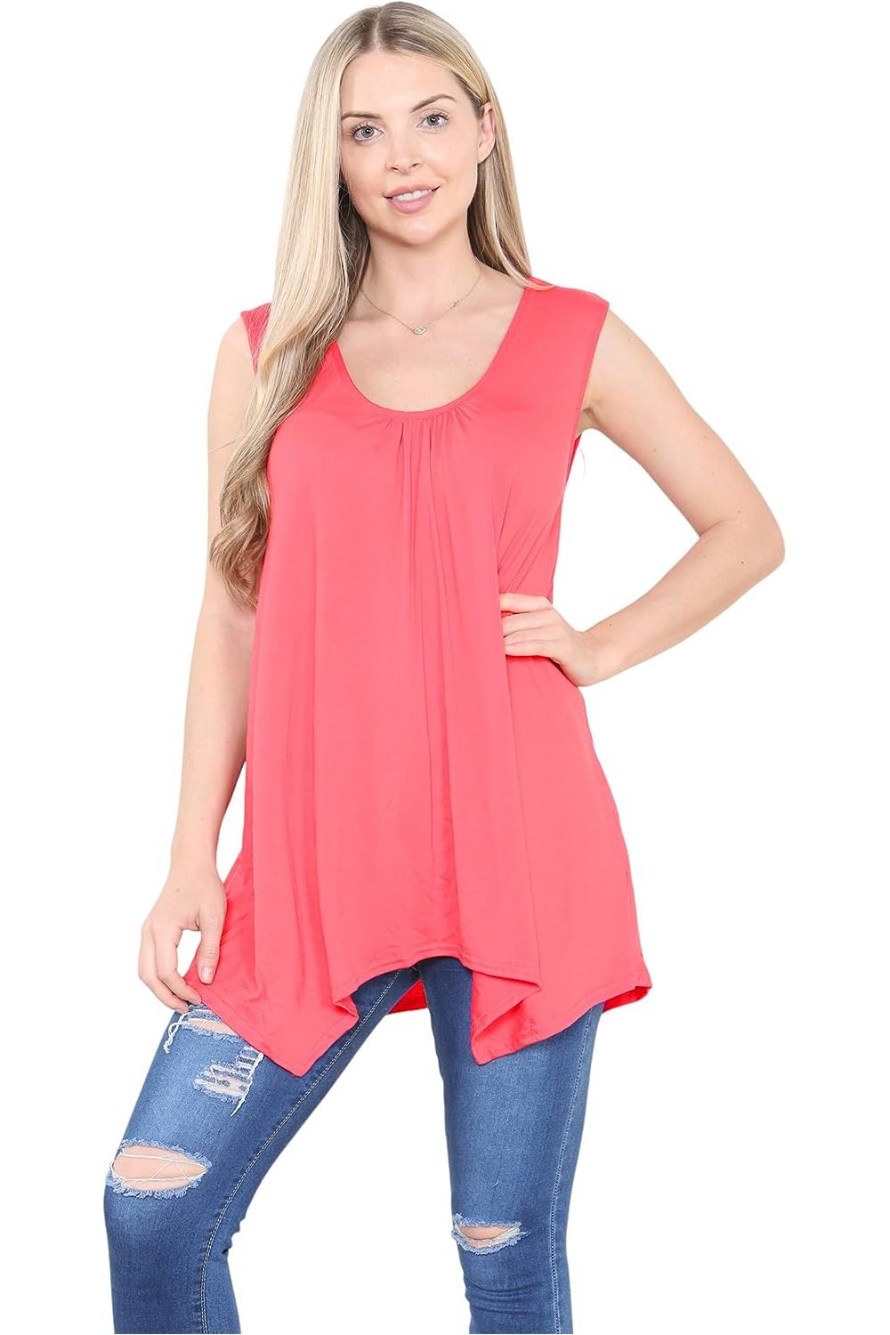 Plus Size Sleeveless Hanky Hem Vest Top Apparel & Accessories WearAll