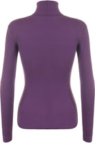 Plus Size Ribbed Stretch Polo Neck Top Tops WearAll Purple 16-18