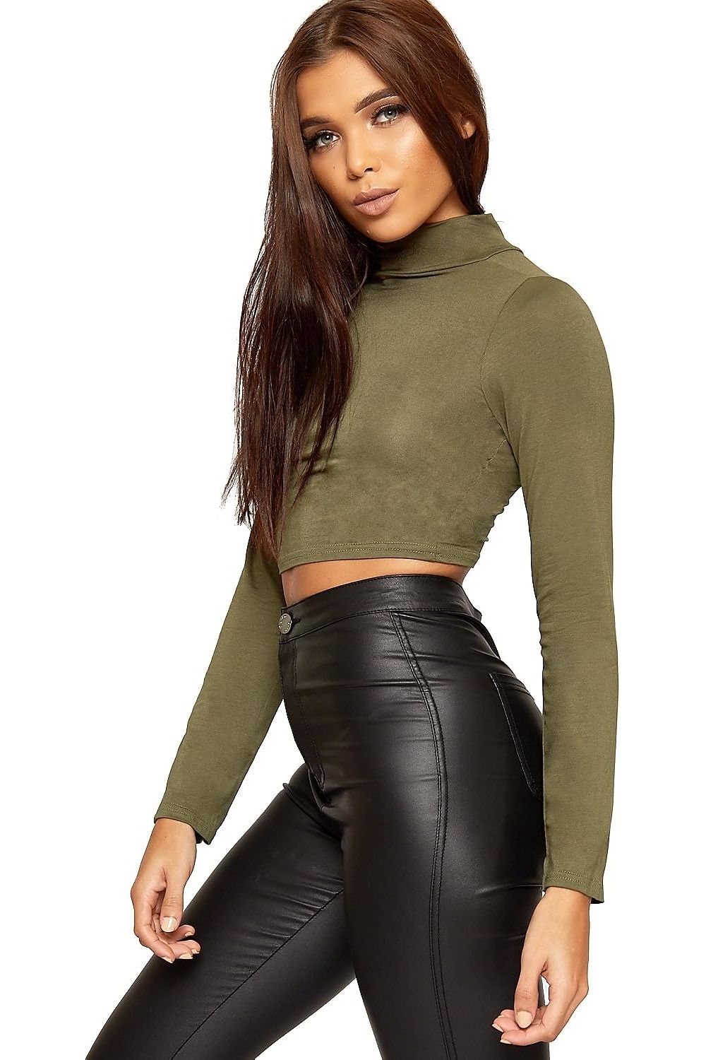 Turtle Neck Crop Top Tops WearAll