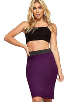 Plus Size Plain Stretch Pencil Midi Skirt