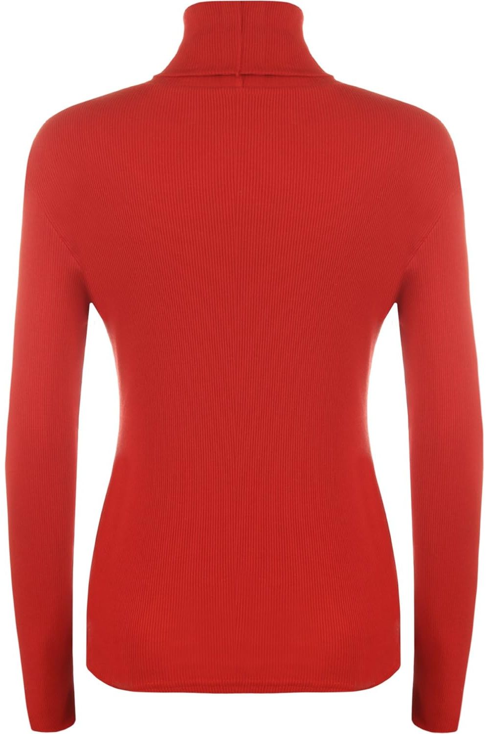 Plus Size Ribbed Stretch Polo Neck Top Tops WearAll Red 16-18