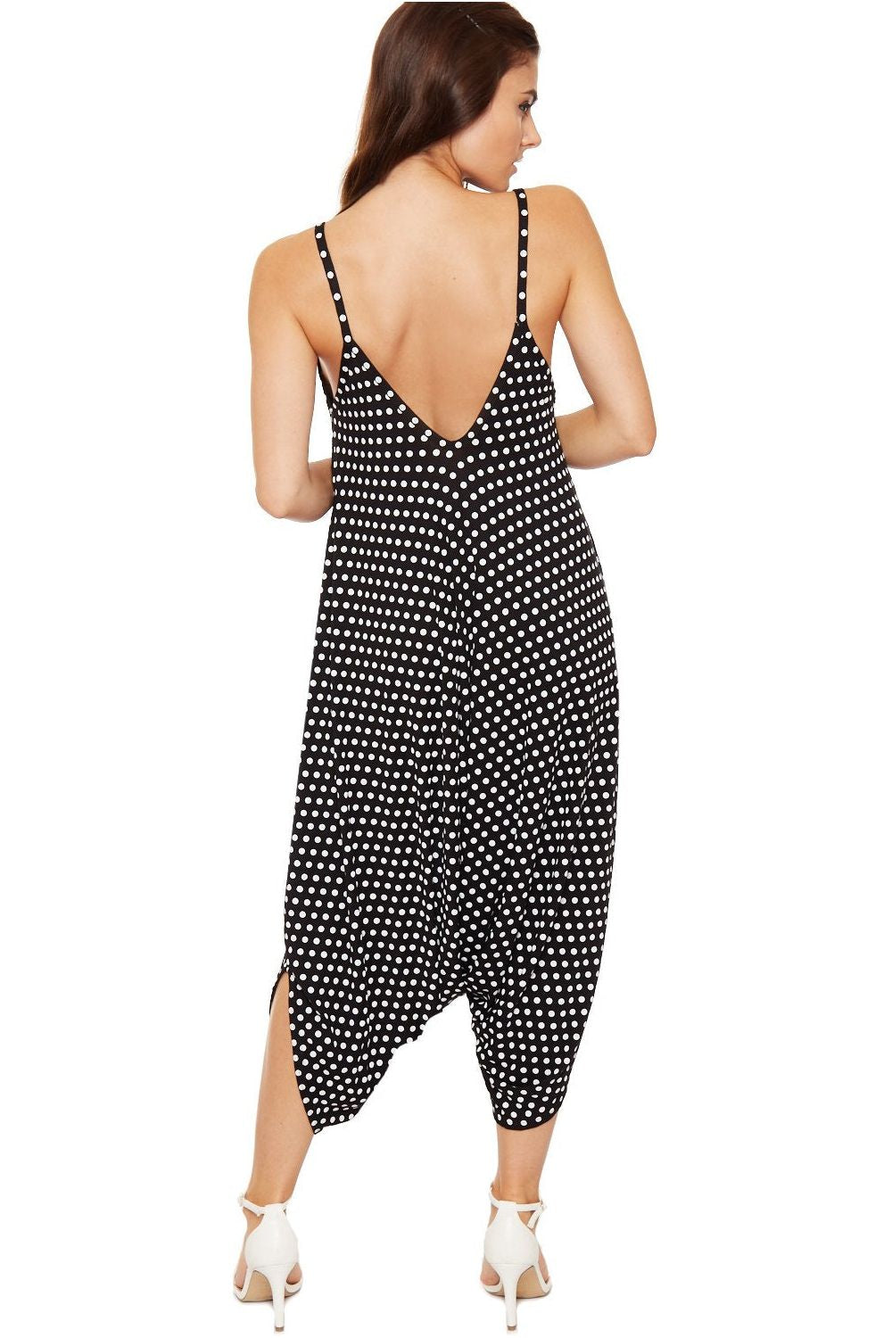 Lagenlook Strappy Baggy Harem Jumpsuit 10-16 Jumpsuit WearAll Polka Dot One Size Fits 10-16