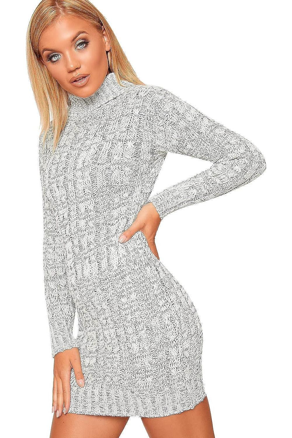 Polo High Neck Cable Knitted Jumper Dress Dress WearAll