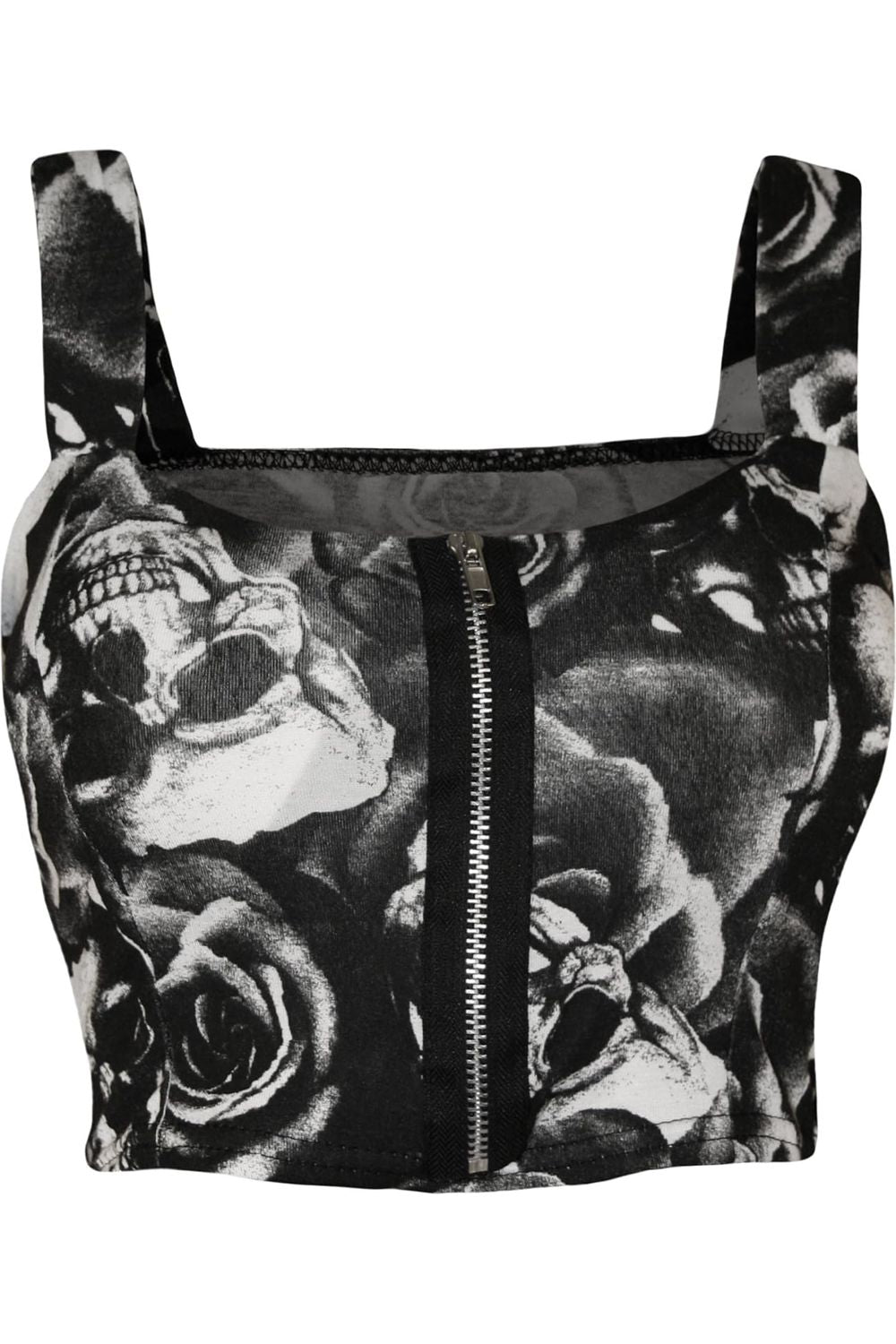 Skull Roses Print Bandeau Strap Crop Top BraTop WearAll