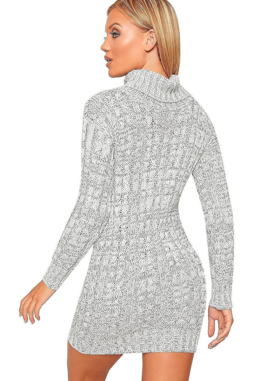 Polo High Neck Cable Knitted Jumper Dress Dress WearAll