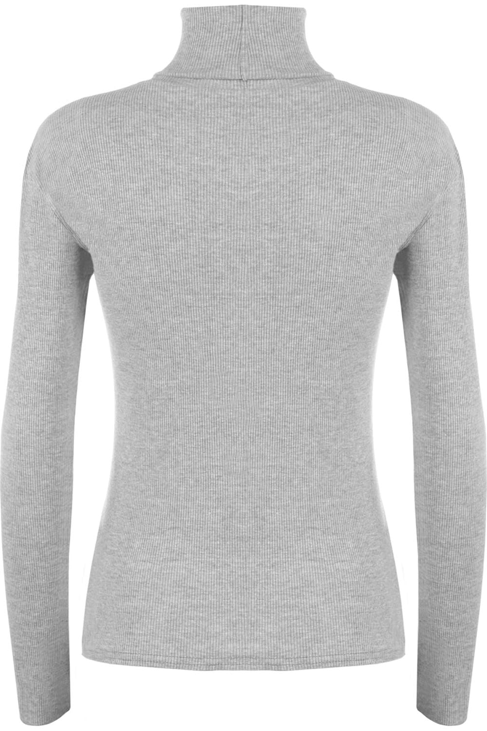 Ribbed Stretch Polo Neck Top Tops WearAll Light Grey 8-10