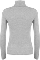 Ribbed Stretch Polo Neck Top Tops WearAll Light Grey 8-10