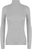 Plus Size Ribbed Stretch Polo Neck Top Tops WearAll Light Grey 16-18