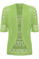 Plus Size Knitted Crochet Short Sleeve Shrugs Tops WearAll Lime Green 16-18