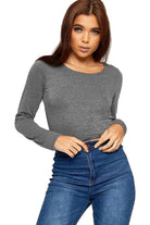 Long Sleeve Cop Top Tops WearAll Dark grey 8-10