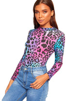 Long Sleeve Bodysuit Turtle Neck Multi Color Animal Bodysuit WearAll