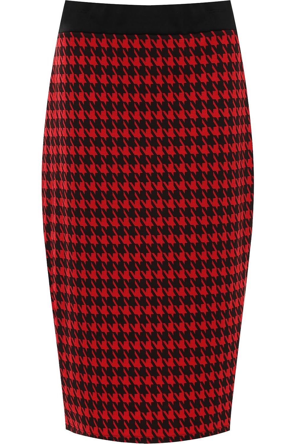 Plus Size Midi Skirt Dogtooth Apparel & Accessories WearAll Wine 12-14