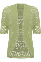 Plus Size Knitted Crochet Short Sleeve Shrugs Tops WearAll Khaki Green 16-18