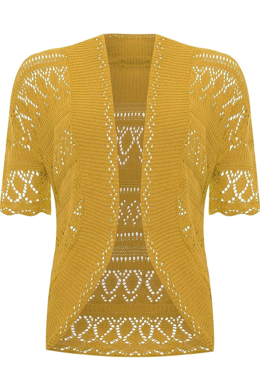 Plus Size Knitted Crochet Short Sleeve Shrugs Tops WearAll